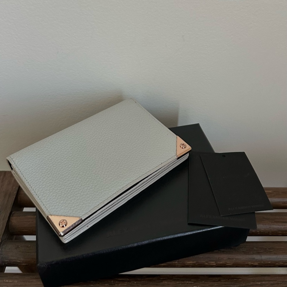 Alexander Wang White Card Holder with Gold Accents